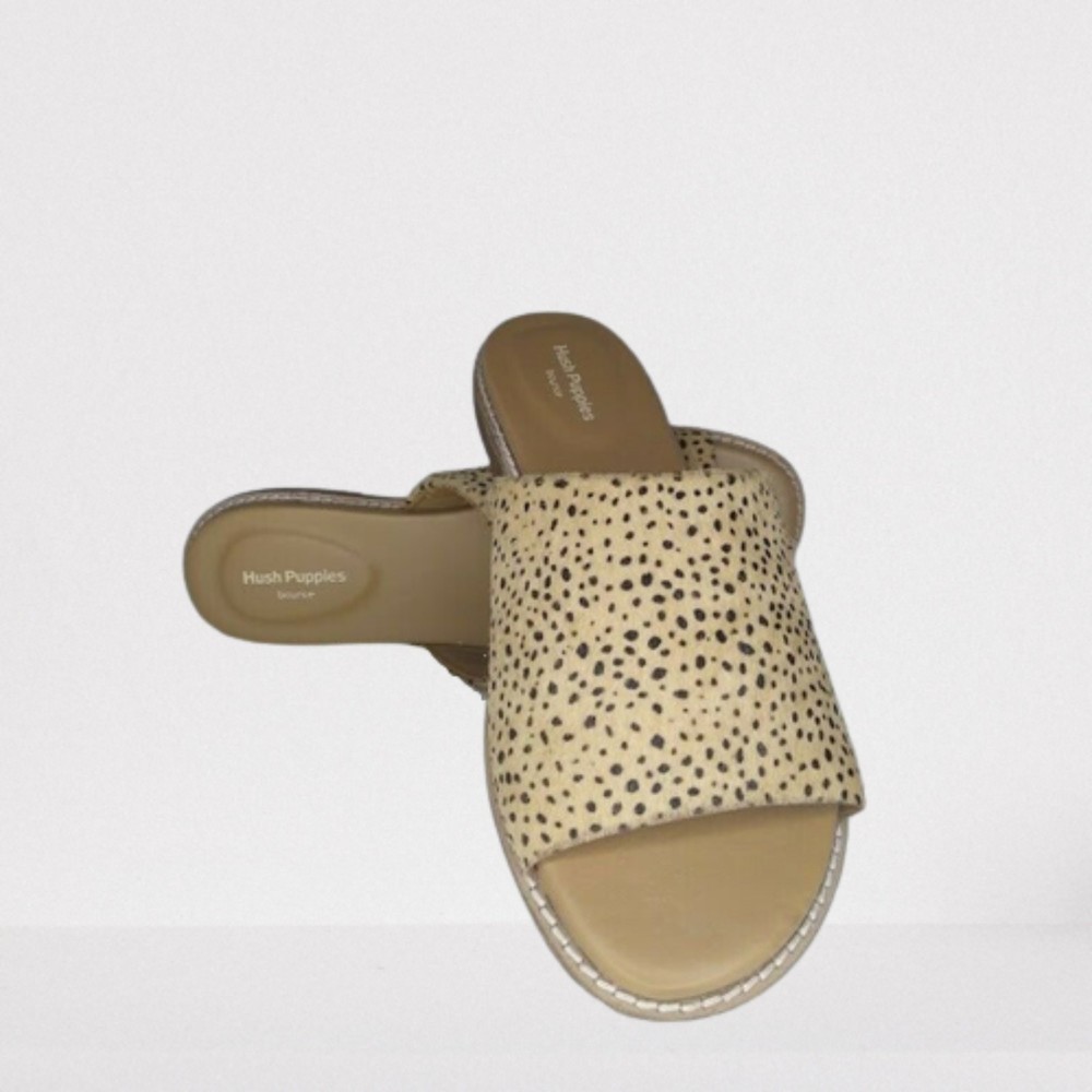 7M Hush Puppies Lexi Slide Camel Calfhair Leather New